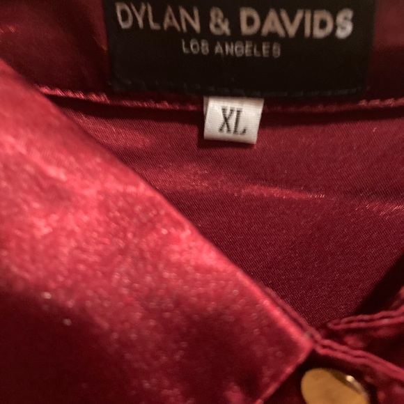 NWT DRESSY SATIN BUTTON DOWN BLOUSE (Burgundy) - Picture 4 of 6